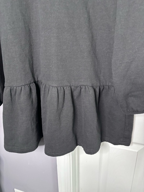 Nasty Gal Black Cotton Ruffle Hem Dress White Lace Collar Size 6 - Picture 2 of 6